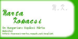marta kopacsi business card