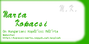 marta kopacsi business card